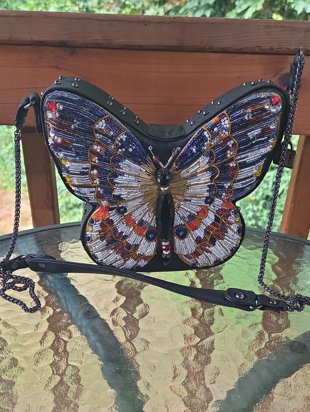 Mary Frances Butterfly Beaded Crossbody Bag